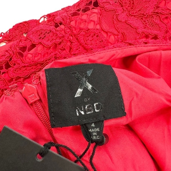 NWT X by NBD Revolve red lace Iris mini dress straps open X back v-neck sz4 - Picture 5 of 15